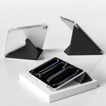 [2024 New Y-Fold] IPad Tablet Protective Case, Transparent Acrylic Anti-Bend Magnetic Sleep Cover, Black, Multi-Angle Stand + Built-In Pencil Slot, Suitable For Air/Pro/Mini Series, Scratch-Resistant High Transparency Back Cover