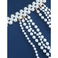 1pc Lightweight Luxurious Multi-Layer Faux Pearl Necklace & Shoulder Chain, Sexy Tassel Versatile Bikini Accessory, Simple High-End Handmade Body Chain For Summer Beach - 白色 - 查看 11