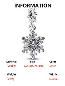 1pc Fashionable Butterfly, Cross, Snowflake, Holographic Heart, Tennis Racket Charm Pendant, Unique Creative Versatile DIY Bracelet Necklace Gift - Silver - View 17