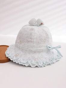 1pc Ditsy Floral Princess Hat, Cute & Versatile Baby/Toddler Girl Sun Hat With Lace Trim, Suitable For Outdoor Activities, Fits Ages 1-3 - Floral Bunny Bowl Hat - View 12