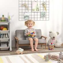 Children's Armchair/Sofa With A Wooden Frame, Velvet-Look Upholstery, For Children Aged 3 To 15 Years, Grey - Grey - View 2