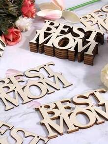 Set de 20 piezas de artesanías de madera para el Día de la Madre, adecuadas para regalos de bricolaje para el Día de la Madre, pinturas huecas de madera, regalos para el Día de la Madre, decoraciones de letras de madera, decoración del hogar para el Día de la Madre, decoración de escritorio de oficina, regalos, decoraciones navideñas - Multicolor - Ver 2