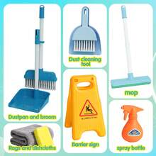 7pcs/9pcs Children's Play Cleaning Tool Set Includes Broom, Mop, Dustpan, Spray Bottle, Sponge, And More Household Chore Role-Play Toys Parent-Child Interactive Cleaning Games Suitable For Boys And Girls Aged 3 And Up Ideal Birthday And Holiday Gift Choice - Multicolor - View 6