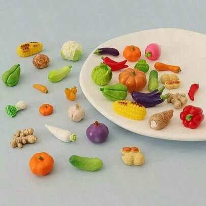 50pcs/30pcs/20pcs/10pcs/5pcs Mini Vegetables, Micro Landscape Creative Realistic Simulation Food Toys Vegetables, Dollhouse Decor DIY Accessories Miniature Ornaments, Miniature Supermarket Vegetable Decor, Food Toy Series Dollhouse Props, Micro Scene Photography Props