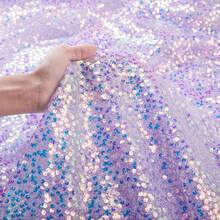 B-COOL Sequin Fabric By Yard 5MM Iridescent Glitter Fabric 1 Yard Lavender Sparkly Fabric Wedding Costumes Tail Sewing Dress Tablecloth Crafts - 香檳酒 - 查看 3