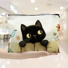 Cute Cat Pattern Cosmetic Bag, Cute Cat Toiletry Bag, Portable Travel Organizer Pouch, Women Handbag, Summer Bag, Holiday Bag, Makeup Bag, Wallet, Backpack, Back To School Supplies - Multicolor - View 4