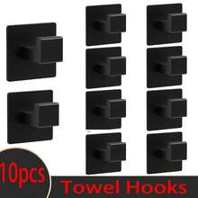 1-4Pcs Strong Adhesive Wall Hook Sticker Hanging Coat Rack Clothes Hanger Shower Robe Hook Kitchen Bathroom Towel Hooks Black - Black - View 11