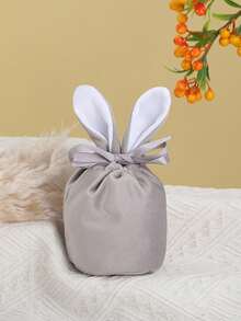 5pcs Easter Bunny Bags, Velvet Drawstring Rabbit Ear Design, Candy, Cookies, Chocolate, Eggs Gift Bags, Rabbit Party, Birthday, Wedding, Baby Shower Favors - Multicolor - View 12