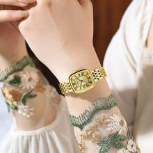 CRRJU Women Watch Luxury Fashion Quartz Rectangle Dial Waterproof Stainless Steel With Date Lady Gift - Multicolor - View 9