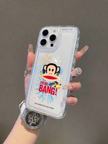 官方授权 Paul Frank 透明气囊手机壳，全包覆猴子图案保护，带摄像头保护盖，猴子烟花字母图案，全新设计，兼容 13/14/15/16 Pro Max - 彩色 - 查看 1