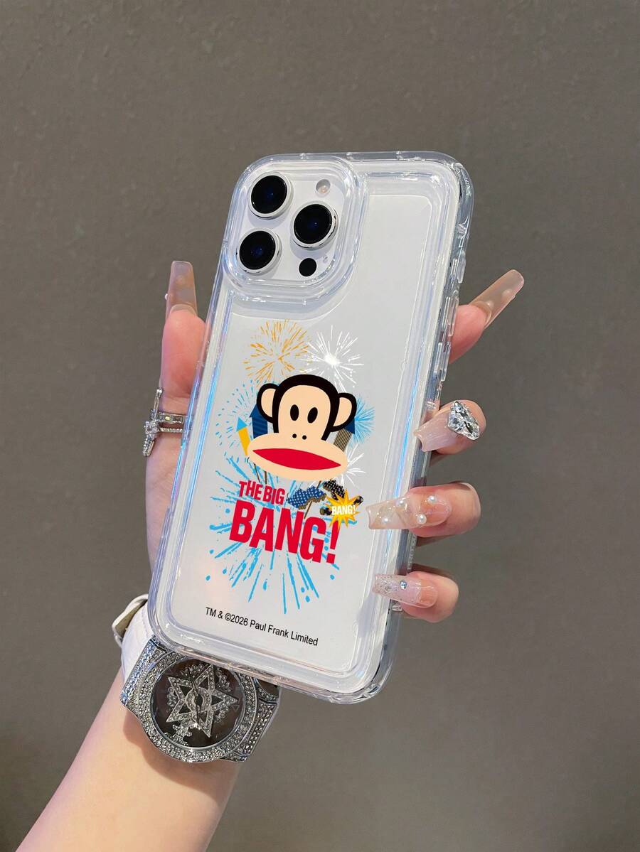 官方授权 Paul Frank 透明气囊手机壳，全包覆猴子图案保护，带摄像头保护盖，猴子烟花字母图案，全新设计，兼容 13/14/15/16 Pro Max - 彩色 - 查看 1