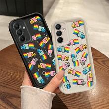 Funda para teléfono con un diseño de gatos arcoíris en blanco y negro, diseñada para adaptarse a varios modelos de for  for galaxy, incluyendo S25, S24, S23 y muchos otros.Se fabrica con material de TPU suave para una protección eficaz del teléfono. - Oscuro - Ver 3