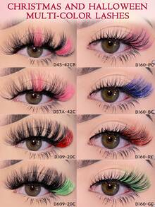 1 Pair Shiny Ombre Faux Mink Eyelashes, Shiny Natural Long And Fluffy, Suitable For Party, Makeup, Cosplay And Other Occasions - Multicolor - View 1