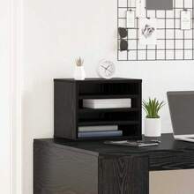 Larryhot Organizzatore da scrivania Rovere Nero 36 x 26 x 29,5 cm, Facile da montare, design elegante e pratico per l'organizzazione, la scelta ideale per il lavoro e lo stoccaggio a casa o in ufficio - nero - Visualizzare 4
