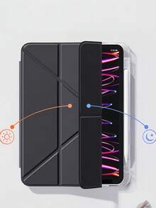 [2024 New Y-Fold] IPad Tablet Protective Case, Transparent Acrylic Anti-Bend Magnetic Sleep Cover, Black, Multi-Angle Stand + Built-In Pencil Slot, Suitable For Air/Pro/Mini Series, Scratch-Resistant High Transparency Back Cover