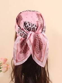 1 Peça Lenço/Bandana de Seda Estampada de 70cm para Mulheres, Acessório de Moda para Faixa de Cabelo, Elástico de Cabelo, Abaya, Praia, Uso Diário, Adiciona Acento de Estilo