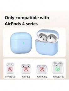 0.8mm Thin Silicone Solid Color Protective Case Compatible With Apple Earphones, Wireless Earbuds Charging Case - Baby Blue - View 7