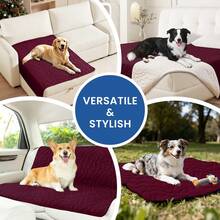 YSTYLE Waterproof Dog Blanket, Non-Slip Soft Pet Bed Cover, Couch Cover For Dogs Washable, Protects Sofa, Furniture, Crate, Car, Tear Resistant Leakproof Pet Blanket - 酒紅色 - 查看 8