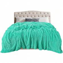 TOONOW Extra Soft Fuzzy Faux Fur Blanket FQueen Size 78\X90\, Reversible Lightweight Decorative Blankets And Throws Super Soft Cozy Microfiber Fleece Fuzzy Blankets For Couch Bed, Turquoise - Turquoise - 查看 2