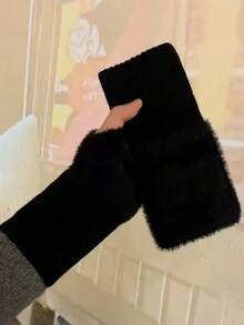 1/2 Pair Solid Color Fashion Fingerless Gloves, Versatile Knitted Touchscreen Design For Men And Women, Suitable For Sports, Cycling, Handcraft, Students, Outdoor, Party, Warm And Windproof For Autumn/Winter