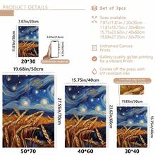 Conjunto de 3 peças de mural de parede em tela com Border Collie em céu estrelado, pôster com estampa de cachorro em aquarela, adequado para decoração de casa, decoração de quarto, decoração de sala de estar, decoração de banheiro, decoração de parede, arte de parede opcional com moldura.