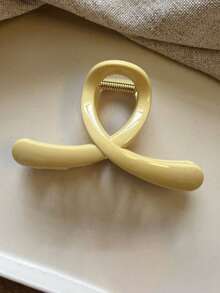 2个/1个 4.33英寸/11厘米 白色云朵和黄色直发塑料发夹，时尚百搭优雅简约纯色发爪，适合日常、休闲、派对、海滩、马尾辫、发髻、洗脸、化妆、服装配饰，时尚发爪夹，休闲发夹，优雅发夹