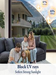 One Way Daytime Window Privacy Film See Out Not In, Window Tint For Home, Reflective Mirror Glass Windows Coverings Sun Heat UV Blocking - White - View 4