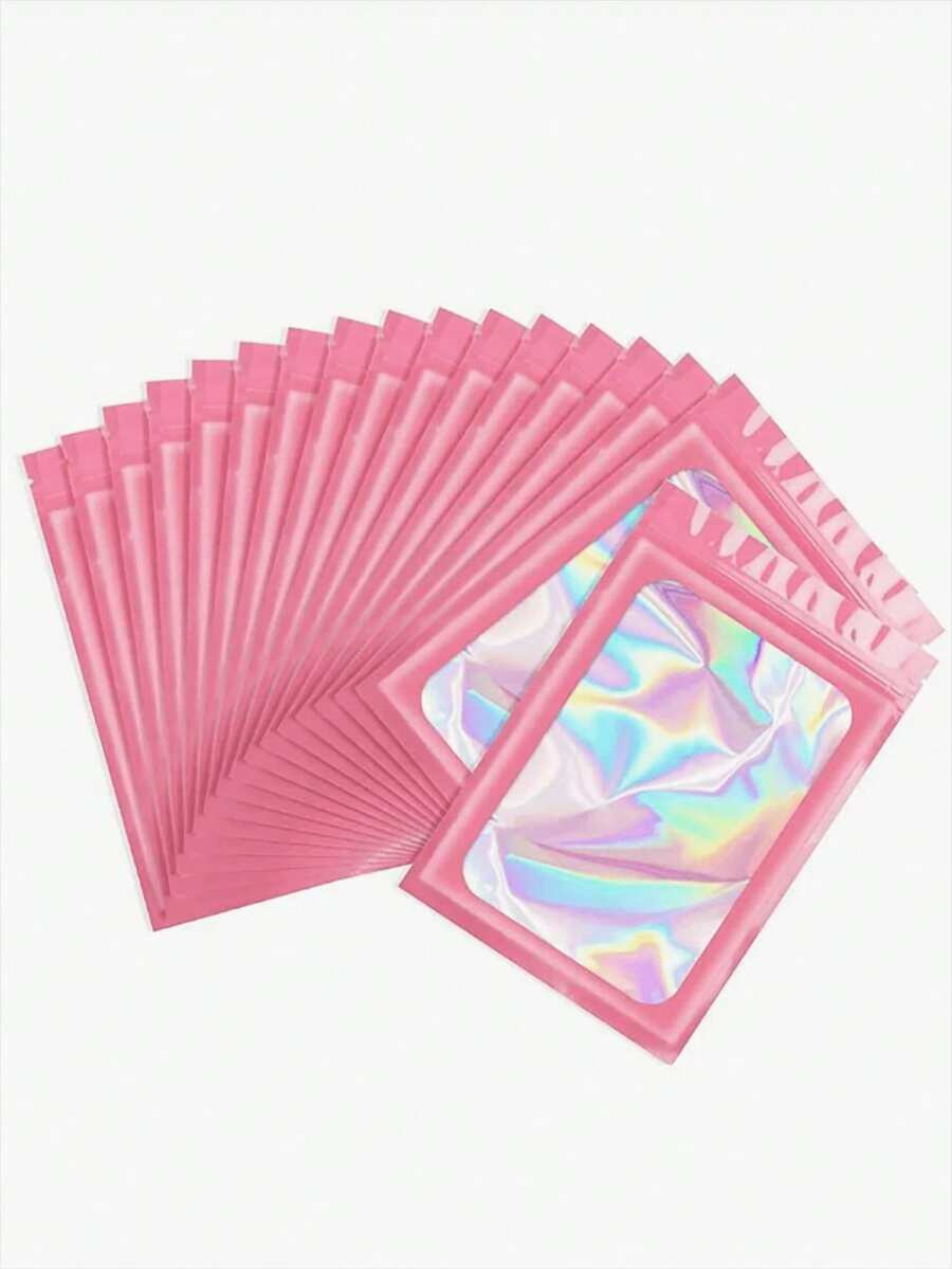 100 buc Pungi autoetanșabile cu laser colorate, Pungi cu clin colorate pentru ferestre, Pungi de plastic colorate pentru bijuterii, cadouri, accesorii, pungi de plastic colorate, pungi de plastic autoetanșabile, pungi transparente colorate îngroșate, pungi etanșe pentru depozitare, pungi de ambalare pentru pensule de machiaj, pungi de ambalare pentru cadouri