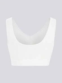 Seamless Wireless Sports Bra, Comfortable Yoga Bra With Removable Pads - White - View 5