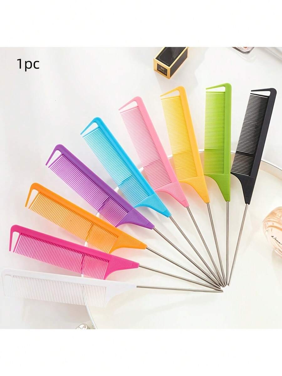 1/2/3/5Pcs Professional Pointed-Tail Hairbrush, Precise Sectioning, Anti-Static Hair Coloring Brush, Barber's Steel Needle Comb, Suitable For Home Styling And Salon Use, Targeted Hair Styling Tools - Màu sắc ngẫu nhiên - Xem 1