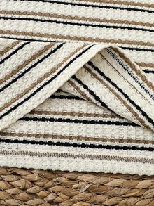 2pcs/Set Young Boy Casual Striped Jacquard Short Sleeve Crew Neck T-Shirt And Shorts Set, Suitable For Toddler Boys' Everyday Casual Outfits In Spring/Summer - Khaki - View 6