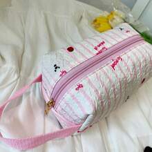 简约小众帆布化妆包，女士便携轻巧多功能收纳袋，旅行必备，多巴胺色，大容量，适合居家、商务旅行、宿舍、旅游等各种场合，是节日礼物、婚礼回礼、化妆间装饰的理想之选。 - 彩色 - 查看 5