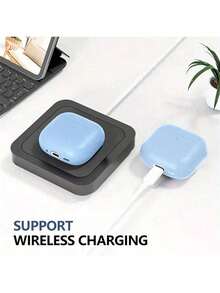 0.8mm Thin Silicone Solid Color Protective Case Compatible With Apple Earphones, Wireless Earbuds Charging Case - Baby Blue - View 4