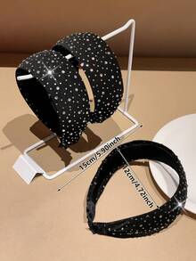 1件装女士时尚高端星光水钻宽边发带，适合日常休闲搭配，遮盖白发，方便洗脸、打造高髻和分叉发型，可作为礼物送给女友，时尚百搭，居家护肤两用，四季皆宜，情人节礼物，节日美妆家居发饰 - 彩色 - 查看 5