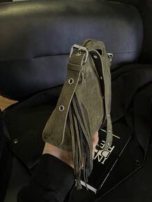 2025 New Arrival Unique Design Tassel Handbag, Personalized Fashion Versatile Tote Bag, Casual Commute Shoulder Crossbody Bag - Green - View 6