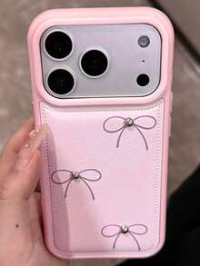 Cute Simple Pink 3D Bow Puff Soft Phone Case Compatible With IPhone 17 Pro Max 17 Pro 17 16 Pro Max 16 Pro 16 15 Pro Max 15 Pro 15 14 Pro Max 14 Pro 14 13 Pro Max 13 Pro 13 12 Pro Max 12 Pro 12 11 Lovely Lychee Pattern Soft Protective Back Cover For Girl Gift - Pink Bow - View 3