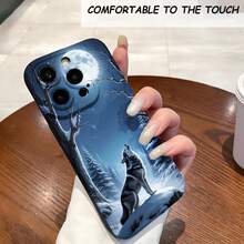 1PC Phone Case ,  Wolf Howling Moon Night Forest , Stylish Phone Case, Phone Decoration, All-around Lens Protection, Creative Small Gift, Funny Gift for Boys and Girls - ブラック - チェックする 1
