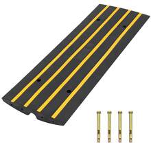 Rubber Threshold Ramp, Heavy Duty Threshold Ramps, Rubber Driveway Ramps With Cable Cover, Car Driveway Curb Ramp For Cars Vehicles Loading Dock Garage Sidewalk, 48x16x2.5inch - 48x16x2.5 Inches - View 1