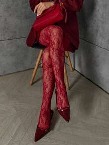 1/3 Pairs Plus Size Women's Fishnet Tights, French Vintage Rose Lace Jacquard Stockings, Sexy Elegant Punk Style Fishnet Pantyhose, Suitable For Parties, Galas, And Formal Events Christmas Gift - Multicolor - View 31