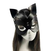 1pc Black PU Leather Cat Face Mask, Bunny Girl Mask, Suitable For Valentine's Day, Carnival, Party, Bar, Romantic Cosplay, Sexy & Cute - Multicolor - View 3