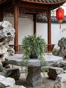 1件 29.92英寸 人造垂吊绿植，葡萄柚叶垂吊，人造植物装饰，仿真垂吊绿植，模拟植物，适用于家居房间装饰、室内搁架装饰、户外墙面花园装饰 - 深綠色 - 查看 7