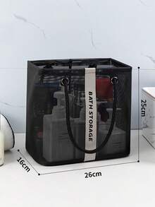 Bolsa organizadora de malla para ducha, cesta de almacenamiento plegable para el baño para artículos de tocador, champú, jabón y maquillaje, organizador de artículos de tocador portátil y resistente al agua para hombres y mujeres, para uso en el hogar, gimnasio, compras, actividades al aire libre y piscina - Negro - Ver 12