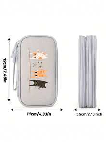 可爱猫咪图案收纳包，多功能储物袋，涤纶便携式线缆整理包，便携式数码收纳包，小巧旅行科技配件包，多隔层设计，可收纳线缆、充电器、耳机、手机及小物件，旅行必备，适合出差、情人节、母亲节等场合。 - 彩色 - 查看 11