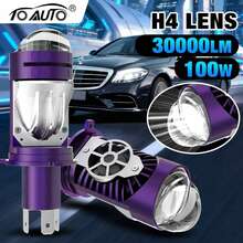 TOAUTO 2个LED大灯灯泡投影仪，全新H4/9003/HB2 Canbus超亮LED，100W，30000LM，6500K远近光通用，适用于汽车和摩托车 - A - 查看 9