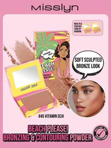 Misslyn Beach Please！古铜粉，哑光古铜粉，显色度高，质地细腻柔滑，带镜子，面部轮廓修容古铜粉，持久妆效，轻盈透气，易于晕染 - 45 VITAMIN SEA! - 查看 2