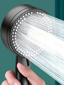 1 Set(Black Showerhead + Hose + Base),Handheld High-Pressure Shower Head Set - 5 Adjustable Modes - Self-Cleaning - Matte Black Finish, Suitable For Modern Bathrooms - Shower Set - View 1