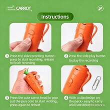 胡萝卜多功能录音笔，带压力感应圆珠笔头，适用于校园录音，全新独特文具，生日礼物 - 完美礼物 - 礼品 - 彩色 - 查看 2