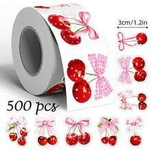 500pcs/Roll Asymmetrical Butterfly & Cherry Doodle Stickers, 1.2 Inch 8 Fruit Patterns Waterproof Sealing Labels For Envelopes, Magazines, Phone Cases, Water Bottles, Computers, Scrapbooks, Party Gifts, PVC Sticker - Multicolor - View 6
