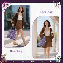 Official Tokidoki Canvas Tote Bag With Unicorno Keychain Cute Shoulder Bag Purses For Women Shopper Bag Handbag Travel Purse Charm - 紫色 - 查看 6