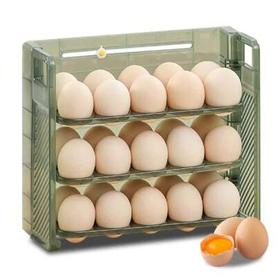 Cajón Organizador de Huevos con Tapa- Caja De Almacenamiento De Huevera Para Refrigerador Estante Para Huevos De 3 Niveles Organizador Soporte De Huevos De Gran Capacidad Contenedor De Huevera Organizador de Huevos para Refrigerador Organizador de Huevos Apilable 3 Niveles Contenedor de 30 Huevos Recipiente Almacenamiento granpara Huevos Contenedor de Huevos Almacenadora Separadores Capas Soporte Para Refrigerador Almacenamiento de Huevos Transparente Para Nevera Cocina apta para la puerta lateral del refrigerador y la plataforma de la cocina soporte dispensador de huevos que ahorra espacio Organizador De Cocina Soporte Para Huevos De Almacenamiento Plástico (Verde oscuro)